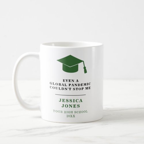 Green Graduation Cap Class of 2021 Pandemic Coffee Mug
