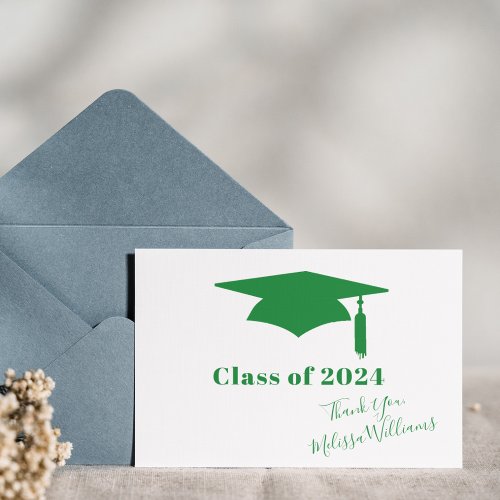 Green Graduation Cap _ Graduate Thank You Postcard