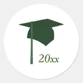 Green Graduation Cap Stickers, Class of Classic Round Sticker