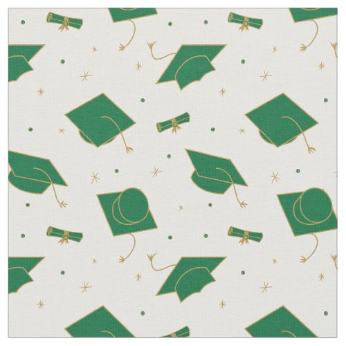 Green Graduation Cap Toss Fabric