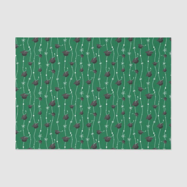 Green Graduation Caps and Ribbon Tissue Paper (Front)