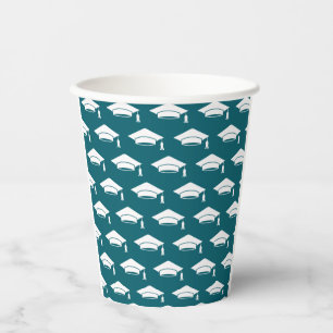 Green Graduation Caps Paper Cups