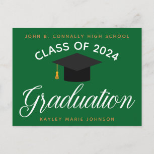 Green Graduation Ceremony Custom School Invitation Postcard