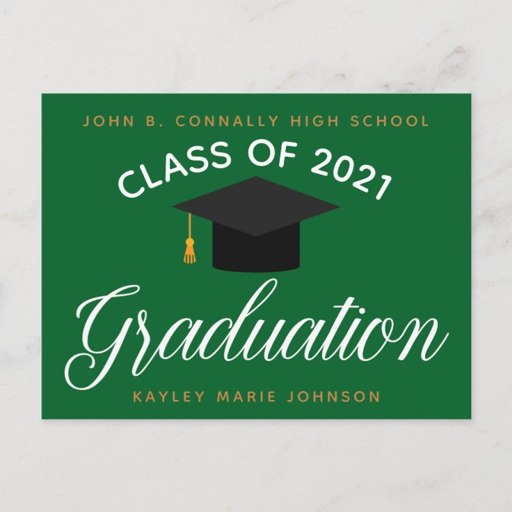 Green Graduation Ceremony Custom School Invitation Postcard | Zazzle