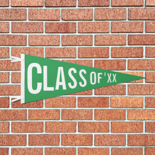 Green Graduation Class Of 2025 Custom Pennant Flag