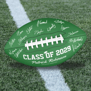 Green Graduation Class Year Signature Football