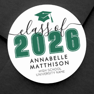Green Graduation Classic Round Sticker
