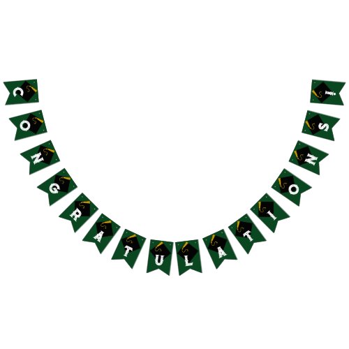 Green Graduation Congrats Decoration Bunting Flags