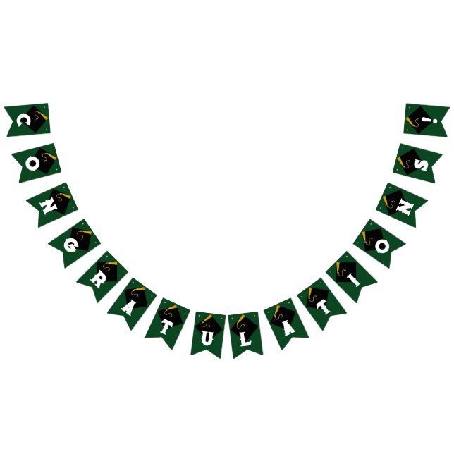 Green Graduation Congrats Decoration Bunting Flags (All)