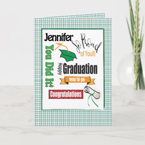 Green Graduation Congratulation Custom Card