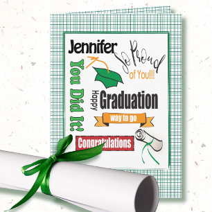 Green Graduation Congratulation Custom Card