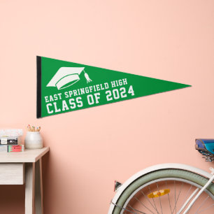 Green Graduation Decor Pennant Flag