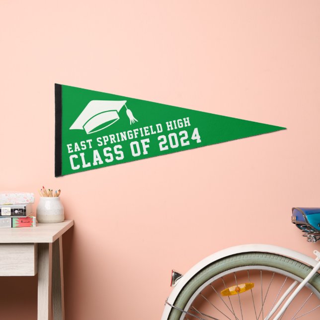 Green Graduation Decor Pennant Flag (Front)