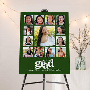 Green Graduation K–12 Photo Collage Bold Modern Foam Board