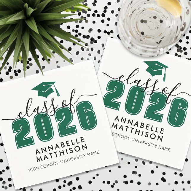Green Graduation Napkins (Graduate Green Graduation Napkins)