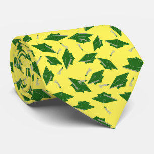 Green Graduation on Yellow Grad Party Outfit Neck Tie