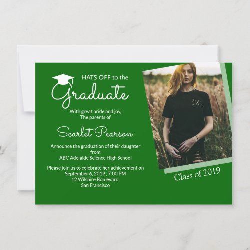 Green Graduation Party Celebration Class of Invitation