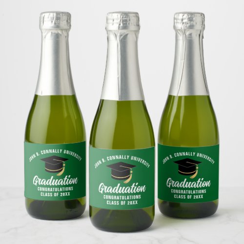 Green Graduation Party Custom 2024 Graduate Sparkling Wine Label