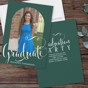 Green Graduation Party Custom Photo Invitation