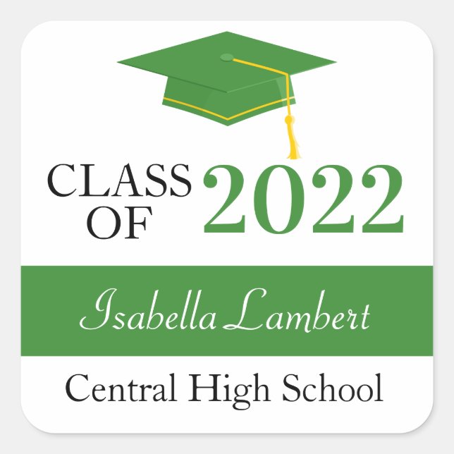 Green Graduation Party Favor Thank You Labels (Front)