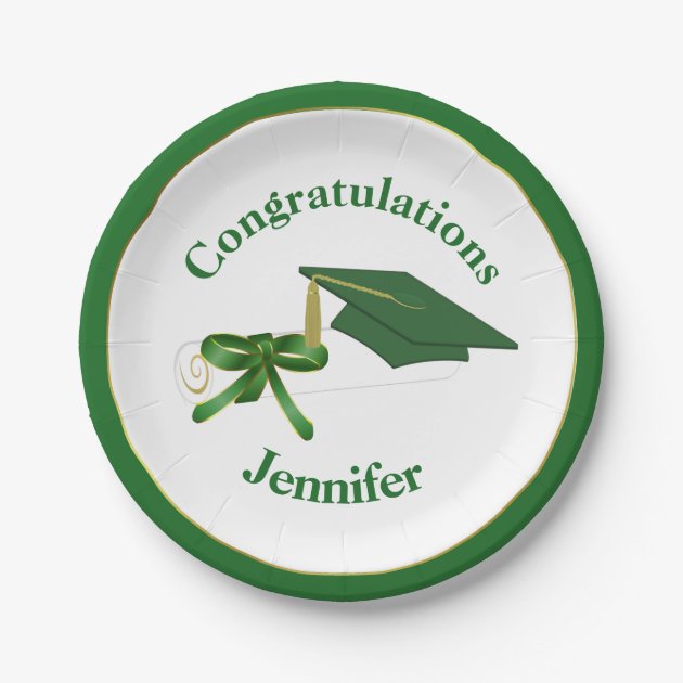 Green Graduation Party Paper Plate