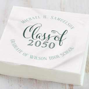 Green Graduation Party Script Custom Napkins