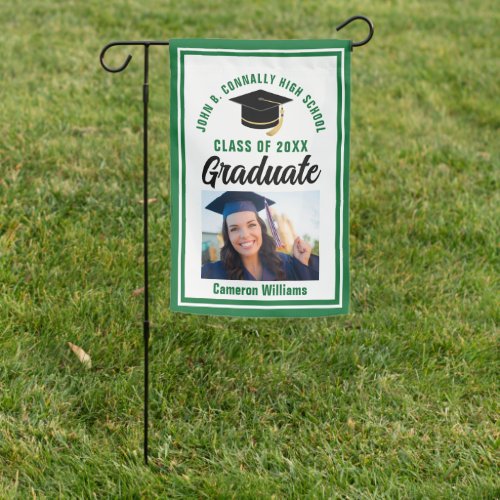 Green Graduation Personalized 2024 Graduate Photo Garden Flag
