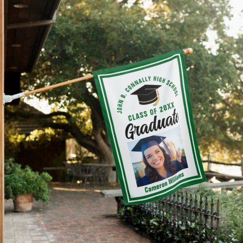 Green Graduation Personalized 2024 Graduate Photo House Flag