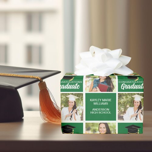 Green Graduation Photo Personalized 2024 Graduate Wrapping Paper