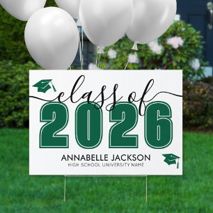 Green Graduation Yard Sign