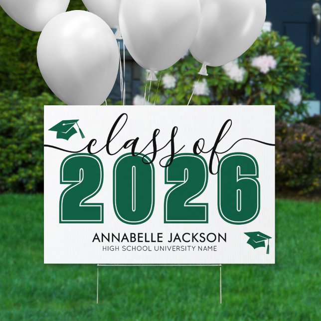 Green Graduation Yard Sign (Graduate Green Graduation Sign)