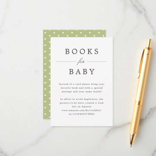 Green Grand Millennial Books for Baby Request Enclosure Card