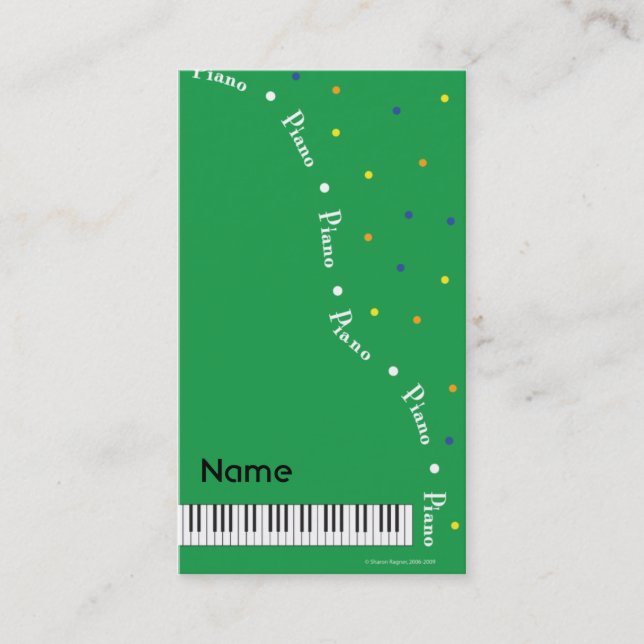 Green Grand Piano Business Card (Front)