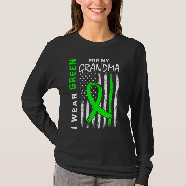 Green Grandma Kidney Disease Cerebral Palsy Awaren T-Shirt (Front)