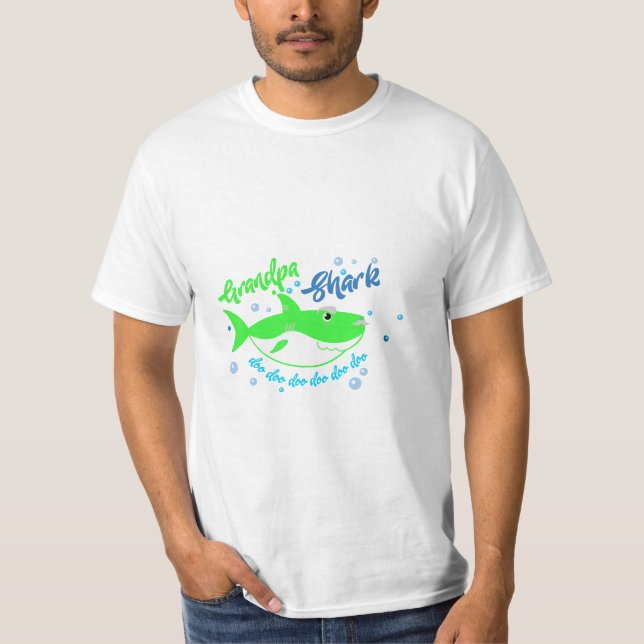 Green Grandpa Shark Doo Doo Doo T-Shirt (Front)