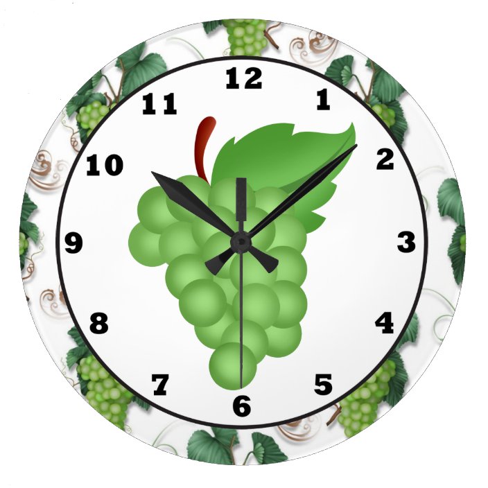 Green Grape Kitchen Wall Clock Zazzle Com   Green Grape Kitchen Wall Clock R3019a46df3b6425eb09f40f96497652d Fup13 8byvr 704 