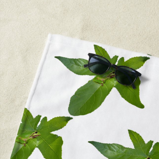 Green Grape Leaf Frog, Beach Towel (In Situ)