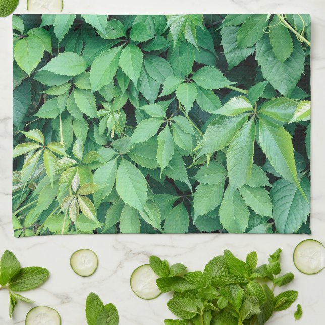 Green Grape Leaves Kitchen Towel (Folded)