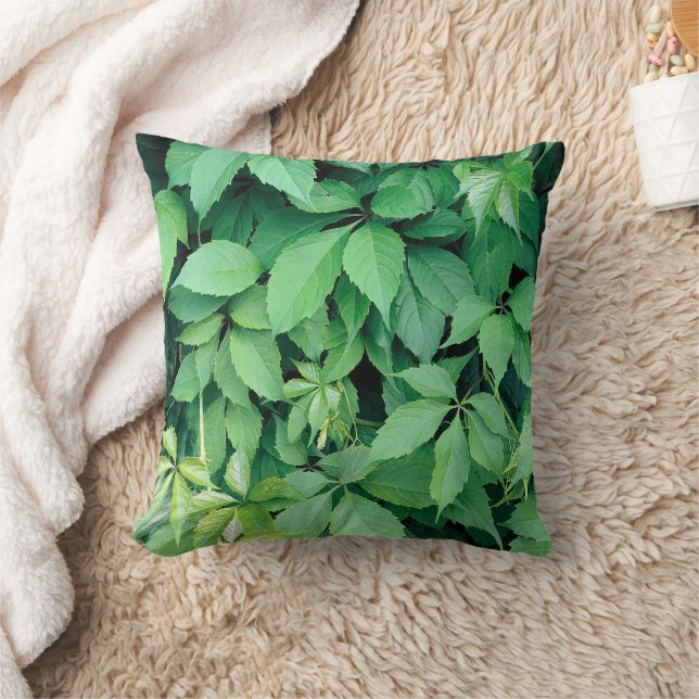 Green Grape Leaves Throw Pillow (Blanket)