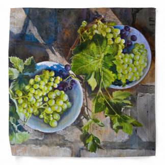 Green Grape Still Life Painting Bandana