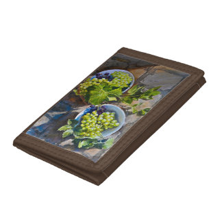 Green Grape Still Life Painting Tri-fold Wallet
