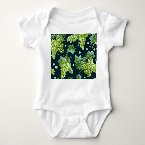 Green Grape Watercolor Dark Pattern Baby Bodysuit