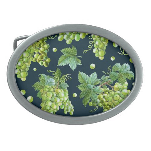 Green Grape Watercolor Dark Pattern Belt Buckle