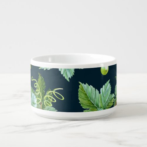 Green Grape Watercolor Dark Pattern Bowl