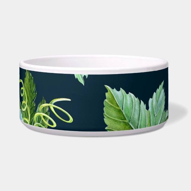 Green Grape: Watercolor Dark Pattern Bowl (Front)