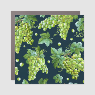 Green Grape: Watercolor Dark Pattern Car Magnet