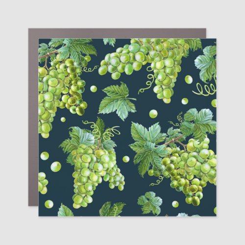 Green Grape Watercolor Dark Pattern Car Magnet