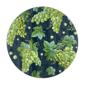 Green Grape: Watercolor Dark Pattern Cutting Board