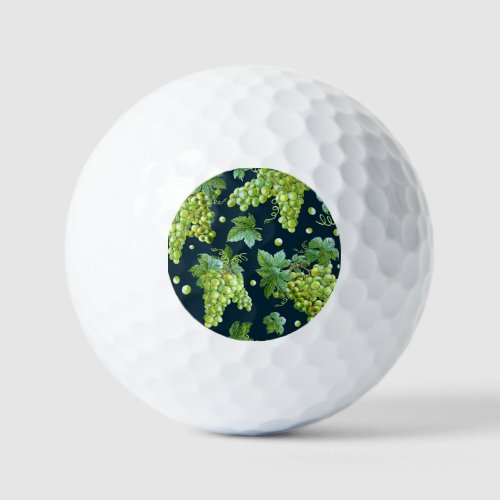 Green Grape Watercolor Dark Pattern Golf Balls