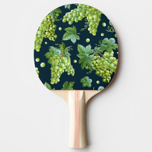 Green Grape Watercolor Dark Pattern Ping Pong Paddle